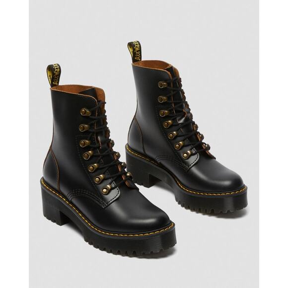 Dr. Martens Leona Vintage Smooth Leather Heeled Boots - 9 - Picture 8 of 8